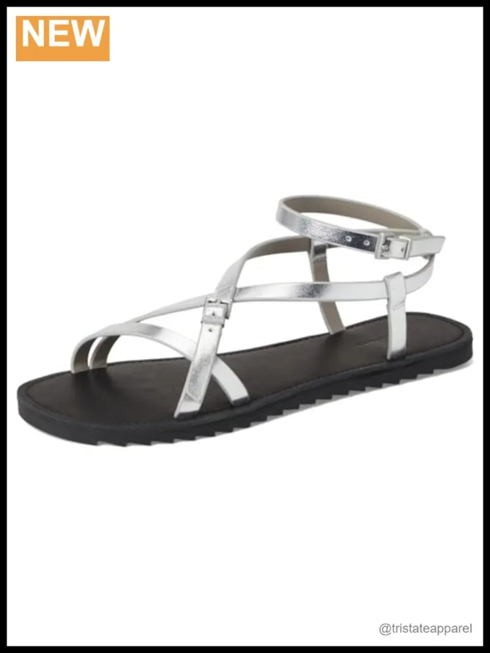 Leather Flat Sandals with Adjustable Buckle Strap